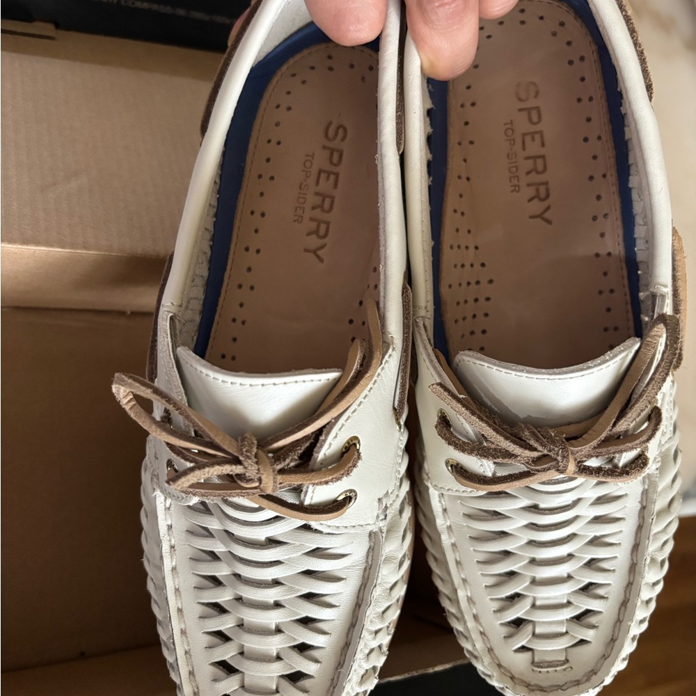 Sperry Women's Cream and Brown Boat Shoes